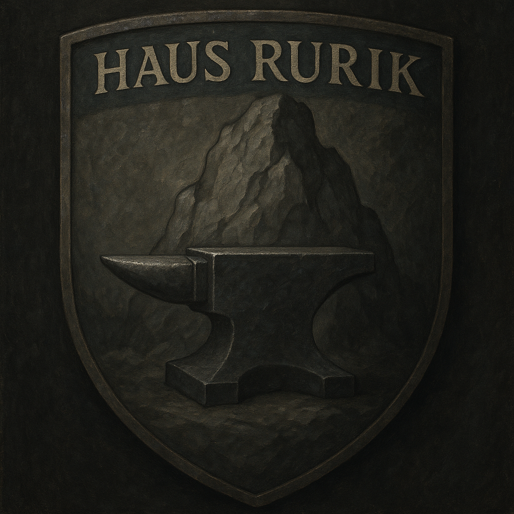 Ein eiserner Amboss vor grauem Fels Haus Rurik